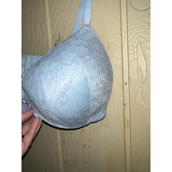 36D Maidenform Bra Love the Lift Padded Push Up Underwire Sexy Light Blue Lace - Picture 4 of 7